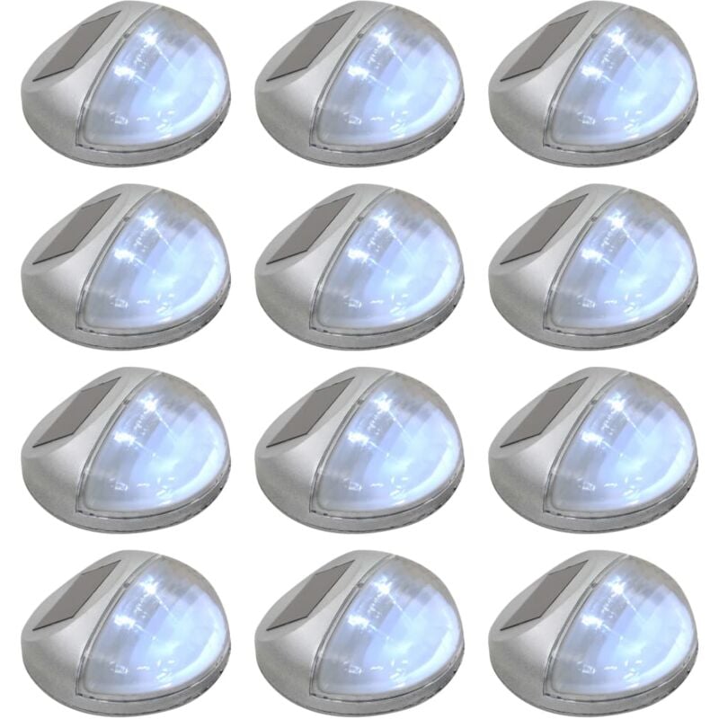 Lampade Solari da Parete da Esterni a led 12 pz Rotonde Argento - Vidaxl