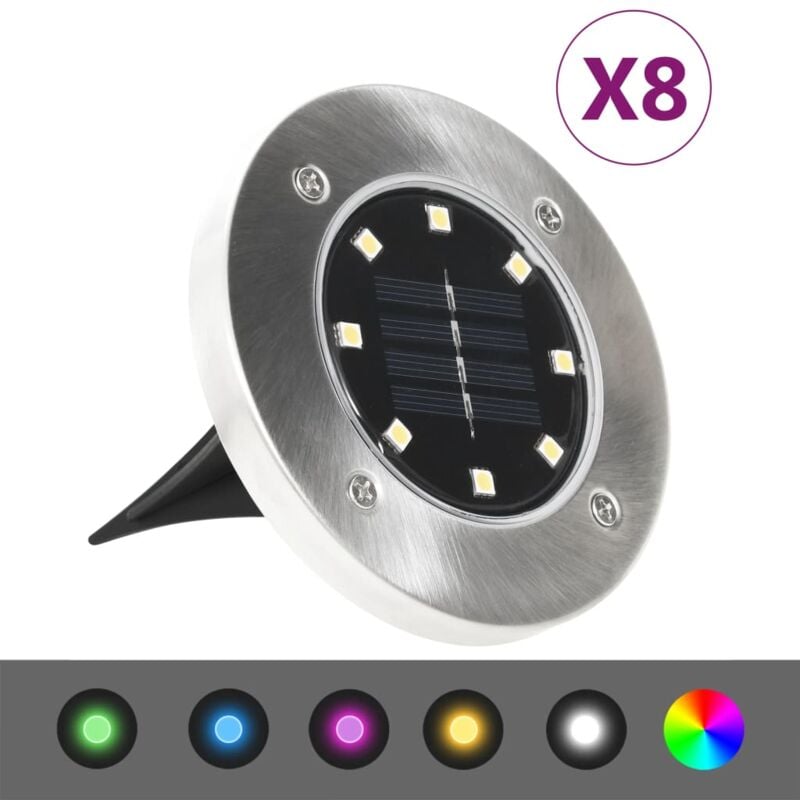 Image of Vidaxl - Lampade Solari da Terra 8 pz Luci a led Colore rgb