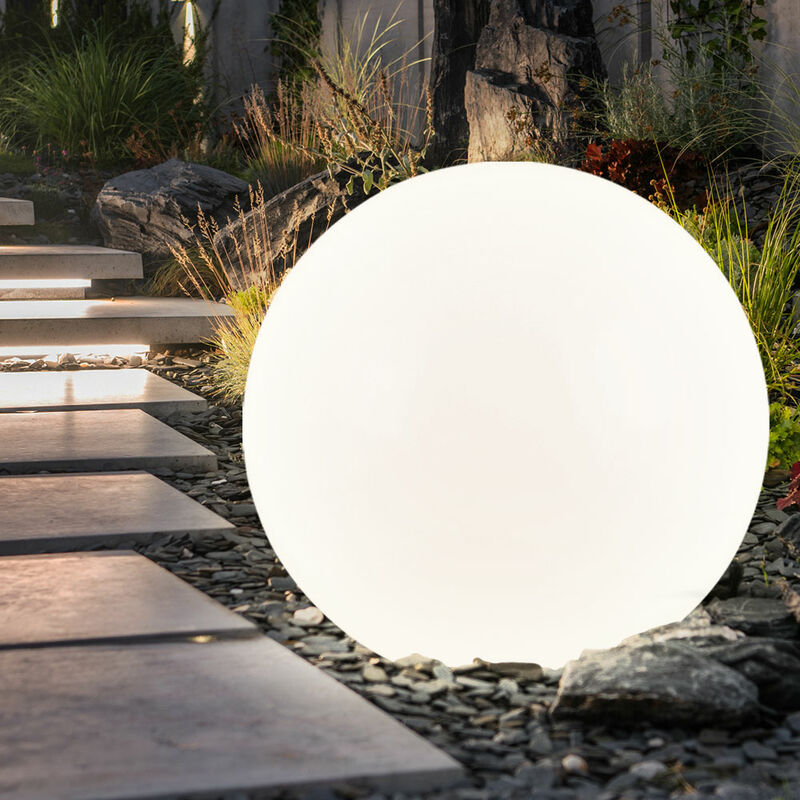 Image of Lampade solari per esterni Lampada da giardino a sfera Picchetto Lampada a sfera solare 30 cm Sfera solare a led per giardino, bianco argento, 4x led