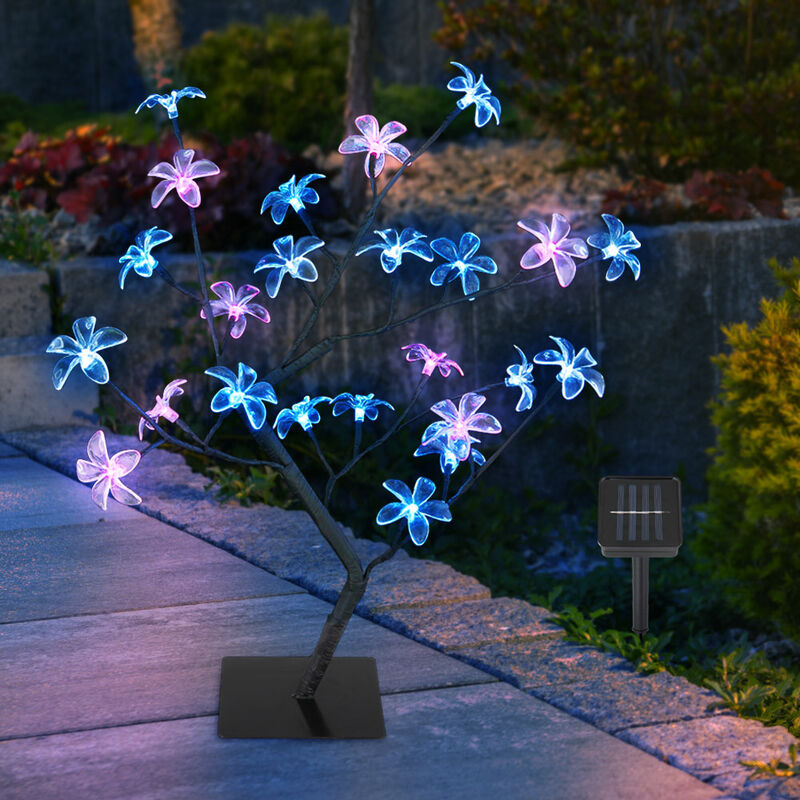 Image of Lampade solari per la decorazione del giardino esterno luce solare per esterno lampada a spina con design ad albero, picchetto a terra in fiore