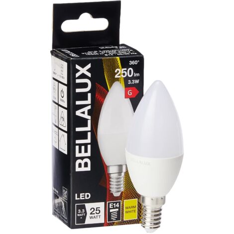 Lampadina a fiamma smerigliata E14 LED, 3,3W, bianco caldo.
