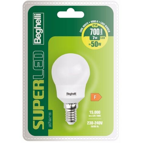 Lampadina a Led SuperLED Sfera E14 7W 4K 700Lm Luce Bianca