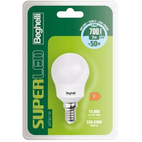 Lampadina a Led SuperLED Sfera E14 7W 6K5 700Lm Luce Bianca