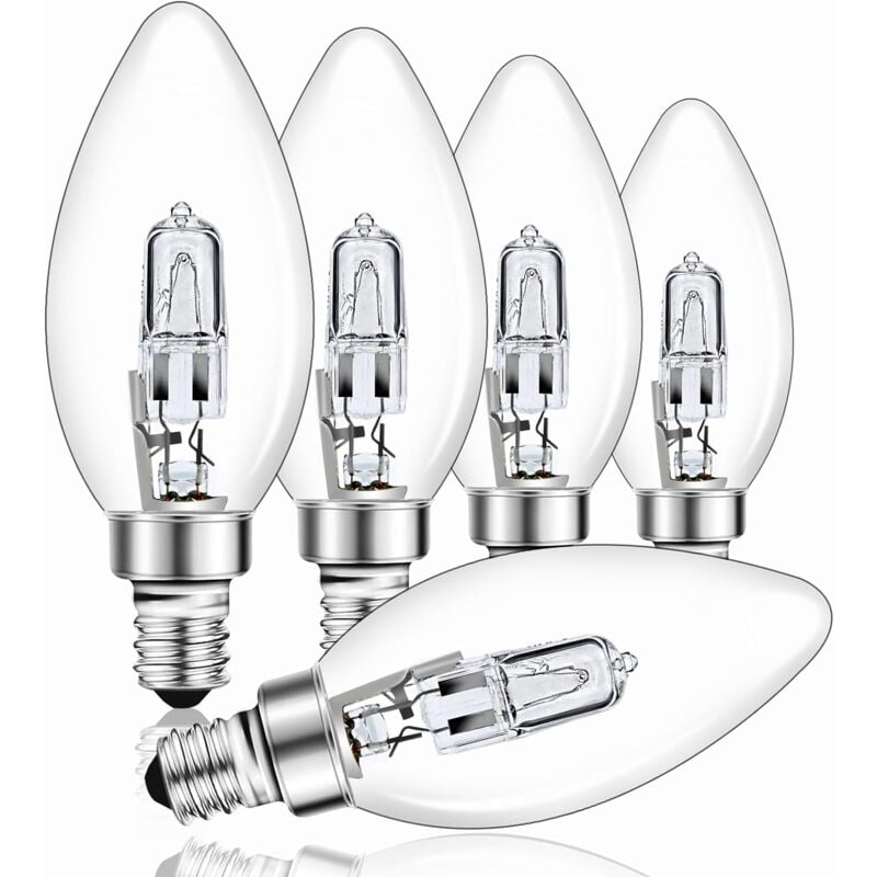 Image of Lampadina alogena dimmerabile E14 42W, Lampadina alogena C35 trasparente, Bianco caldo 2700K, Lampadina a vite, Adatta per lampada a sospensione,