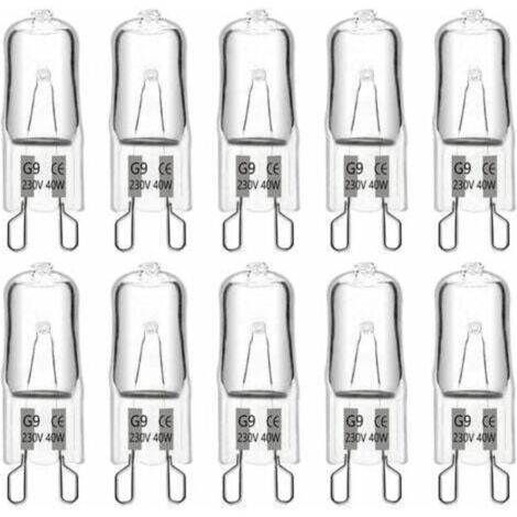 Lampadina alogena dimmerabile G9 T4 40W 480LM 230V, luce bianca calda 2900K, per lampadari, luci per mobili, luci da giardino, applique (confezione da 10)