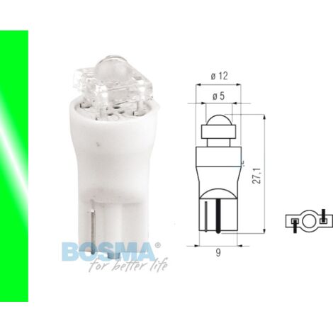 Lampadina BOSMA 12V 1LED STANDARD T10 VERDE DIAMANTE