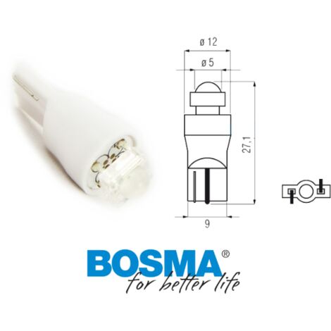 Lampadina BOSMA 12V 1xLED T10 BIANCO 6000K DIAMANTE BLISTER 2 PZ.