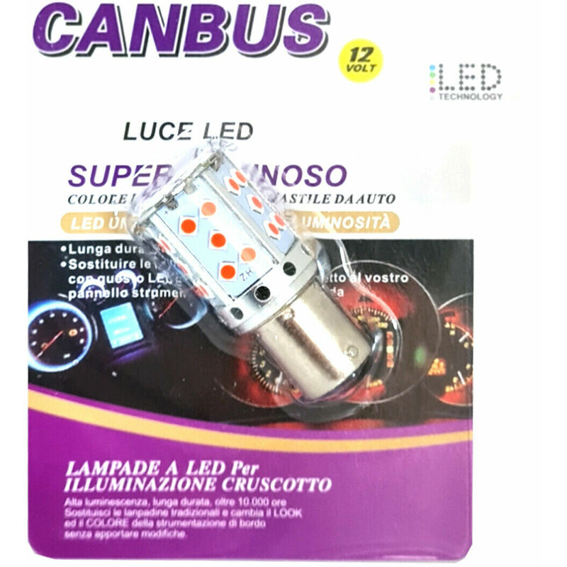 Image of Lampadina canbus 35 led rosso auto 1156 3030 12V stop freni retromarcia CA-88