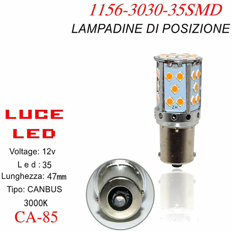 Image of Lampadina canbus luce calda 35 led auto 1156 3030 12V indicatore direzione CA-85