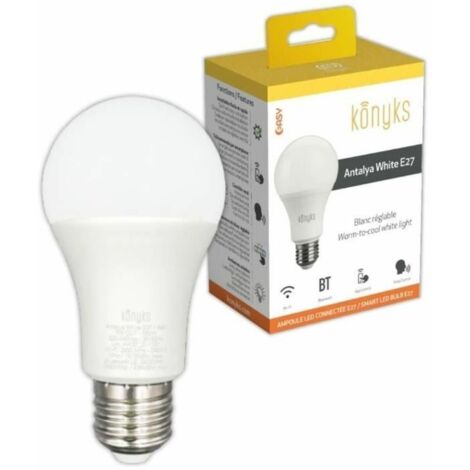 Lampadina connesse - KONYKS - Antalya Bianco E27 - LED Wifi + Bt - 780 Lumen - 9 W - Bianco regolabile - Compatibile Alexa / Google