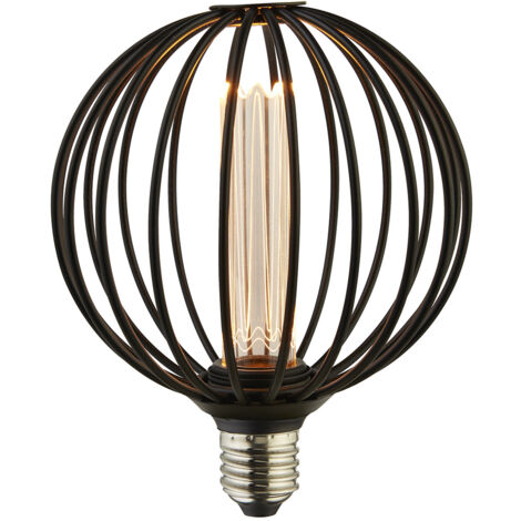 Lampadina Contemporanea Globo Acciaio Nero 1 Luce E27 3,5W 1800K
