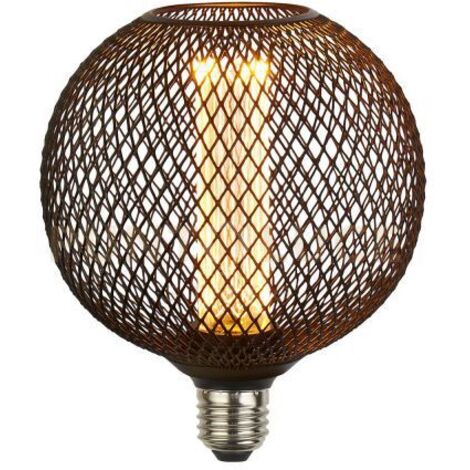 Lampadina Contemporanea Rete Metallica Acciaio Nero Vetro E27 3,5W 1800K