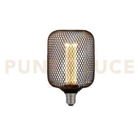 Lampadina Contemporanea Rete Metallica Vetro Nero Trasparente E27 3,5W 1800K