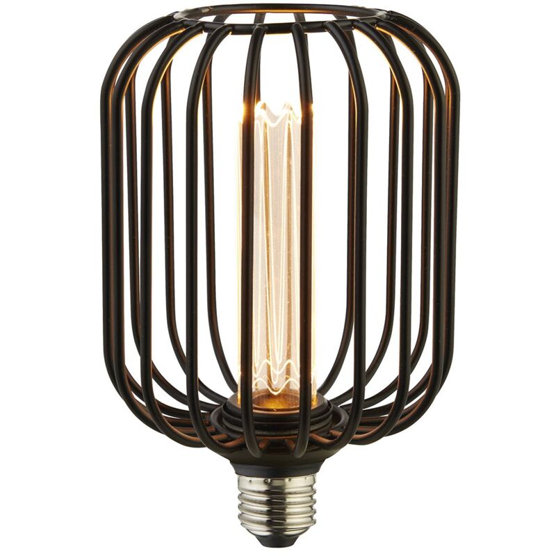 Lampadina Contemporanea Tamburo Acciaio Nero Vetro...