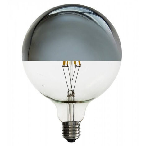 BARCELONA LED Lampadina decorativa argentata a specchio - E27 G125 - 6W - 3000K - Bianco Caldo