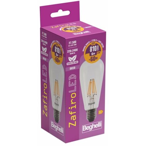 LAMPADINA DECORATIVA ZAFIRO LED E27 6W 2700K CHIARA