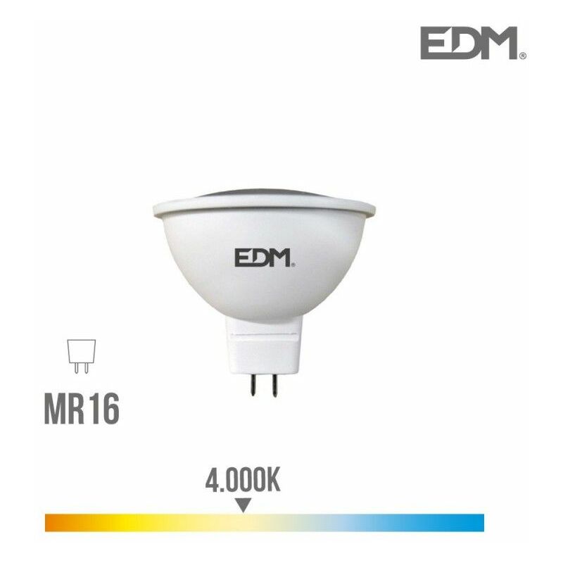 Lampadina led Dicroica EDM MR16 (GU5.3) 5W 12V 450lm 4000K Luce Diurna Ø5x5cm