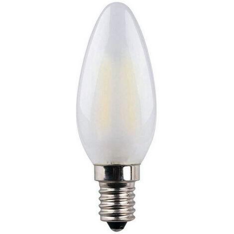 Lampadina EDM LED Filamento Candela Vetro Opaco E14 4.5W 470lm 6400K Luce Fredda Ø3.5x9.8cm