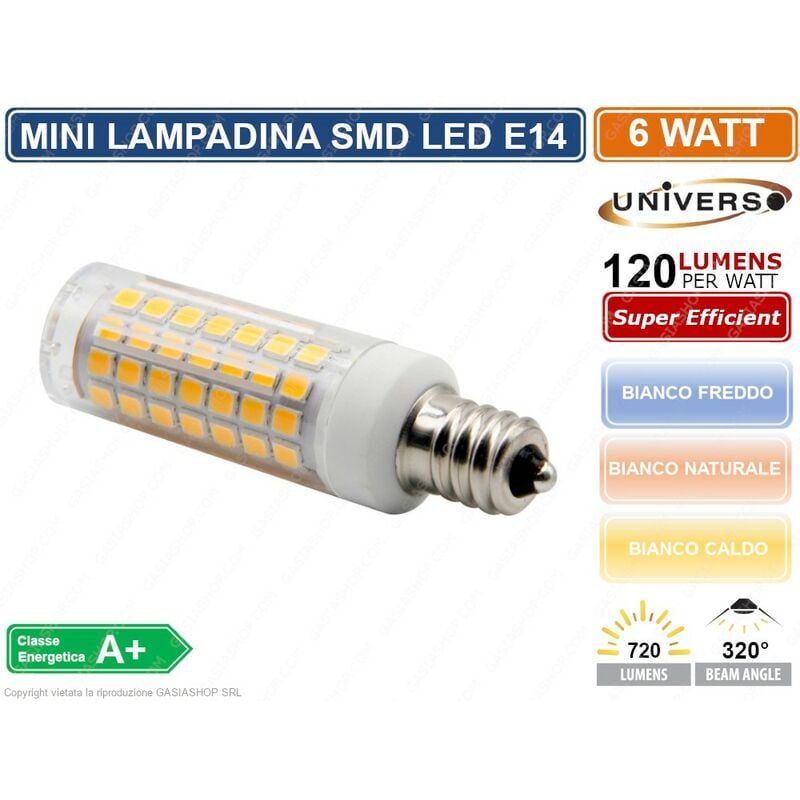 Image of Universo - mini lampadina corn led smd 2835 E14 6W watt 720 lumen 3000K - 4000K - 6000K - Colore Luce: Bianco Freddo