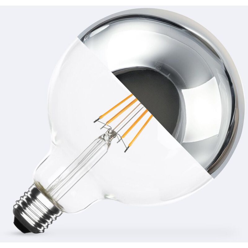 Image of Lampadina Filamento LED E27 8W 800 lm G125 Chrome Reflect Bianco Caldo No Flicker 2200K