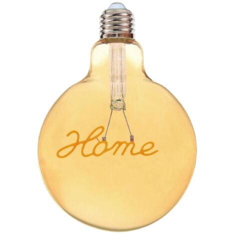 Lampadina globo a LED attacco E27 stile vintage con scritte filamento luce calda scritta HOME Luce calda 2500K