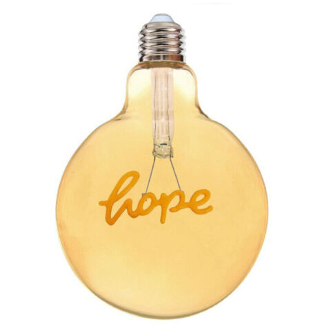 Lampadina globo a LED attacco E27 stile vintage con scritte filamento luce calda scritta HOPE