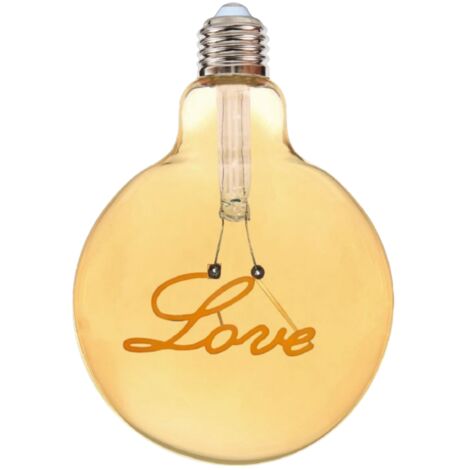 Lampadina globo a LED attacco E27 stile vintage con scritte filamento luce calda scritta Love Luce calda 2500K