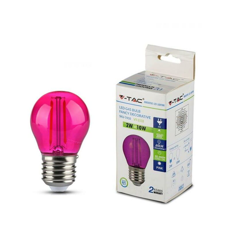 Led lampadina - 2W filamento E27 G45 colore rosa