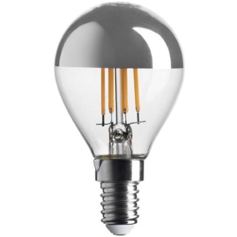LAMPADINA GOCCIA CUPOLA ARGENTATA LED 4,5W LUCE CALDA 2700K 400 LUMEN E14 BOT