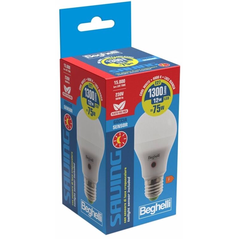 Lampadina goccia led sensor E27 12W 4000K