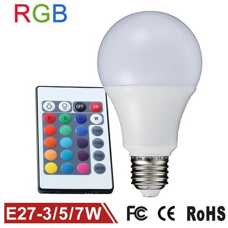 Lampada Led Con Telecomando.Lampadina Lampada Faretto Led Rgb Con Telecomando Luce Multicolor E27 Da Interno 3 Watt 8022044220345