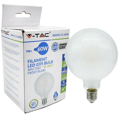 LAMPADINA LED - 7W FILAMENTO E27 G95 OPACO BIANCO 6400K                                                  - Luce FREDDA