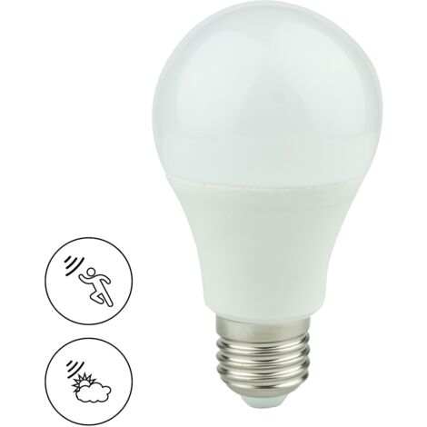Lampadina LED 9W E27 sensore movimento e crepuscolo calda