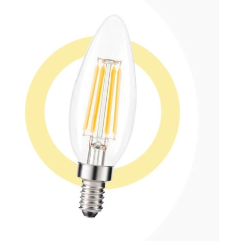 Lampadina LED a candela C35 filamento E14 5W trasparente - Bianco Caldo