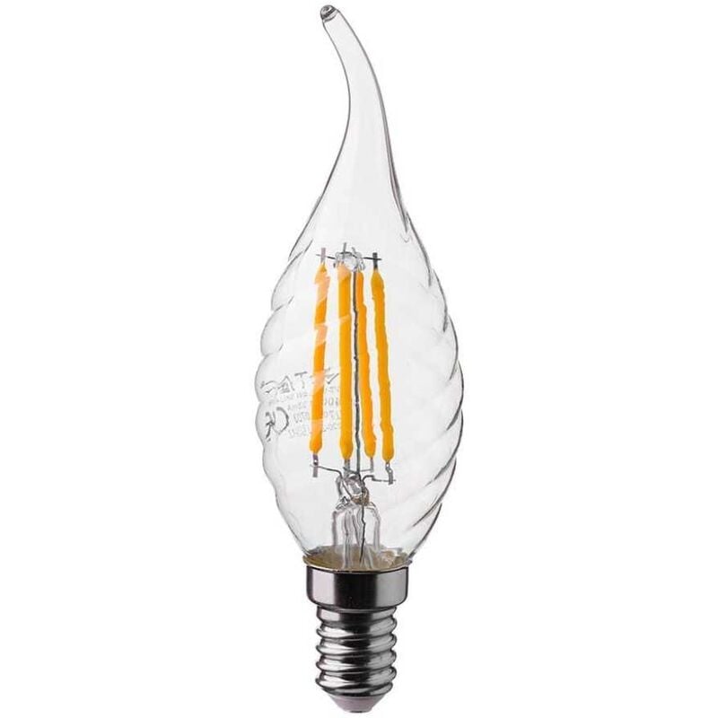 Image of Vtac - V-Tac VT-1995 Lampadina led candela tortiglione filamento soffio 4W E14 Bianco caldo 3000K 214308 - Trasparente