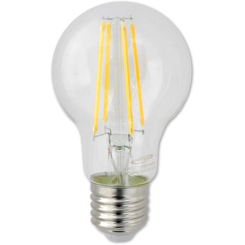 Image of Lampadina led a filamento A60 8 watt sfera E27 luce fredda 6500k risparmio energetico 880 lumen lampada illuminazione
