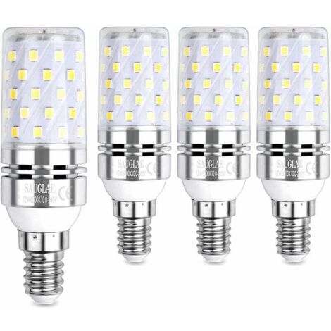 Lampadina LED a forma di mais da 12 W, lampadine a incandescenza equivalenti a 100 W, E14, bianco freddo 6000 K, 1200 lm, confezione da 4