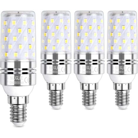 Lampadina LED a mais da 12 W equivalente a 100 W attacco E14, bianco freddo 6000 K, 1200 lm, confezione da 4