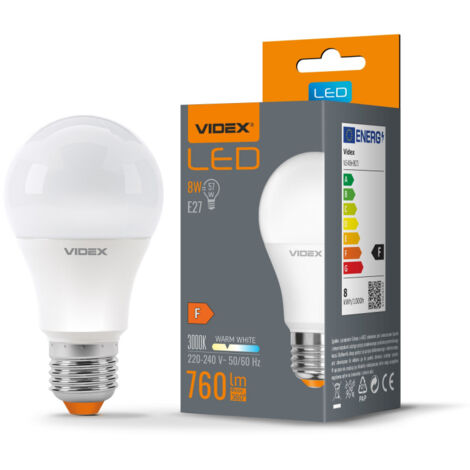 Lampadina LED A60 8W E27 luce calda 3000K 760lm Videx
