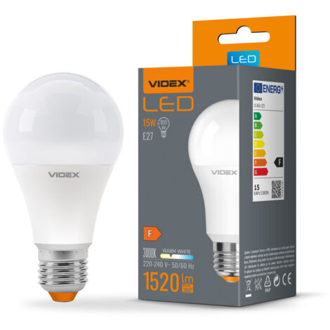Lampadina LED A65 E27 15W 1520lm/3000K opale Videx