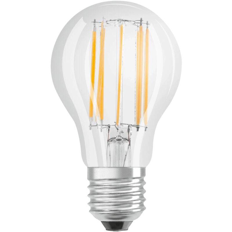 Lampadina led standard E27 in vetro trasparente, 4W, bianco caldo.