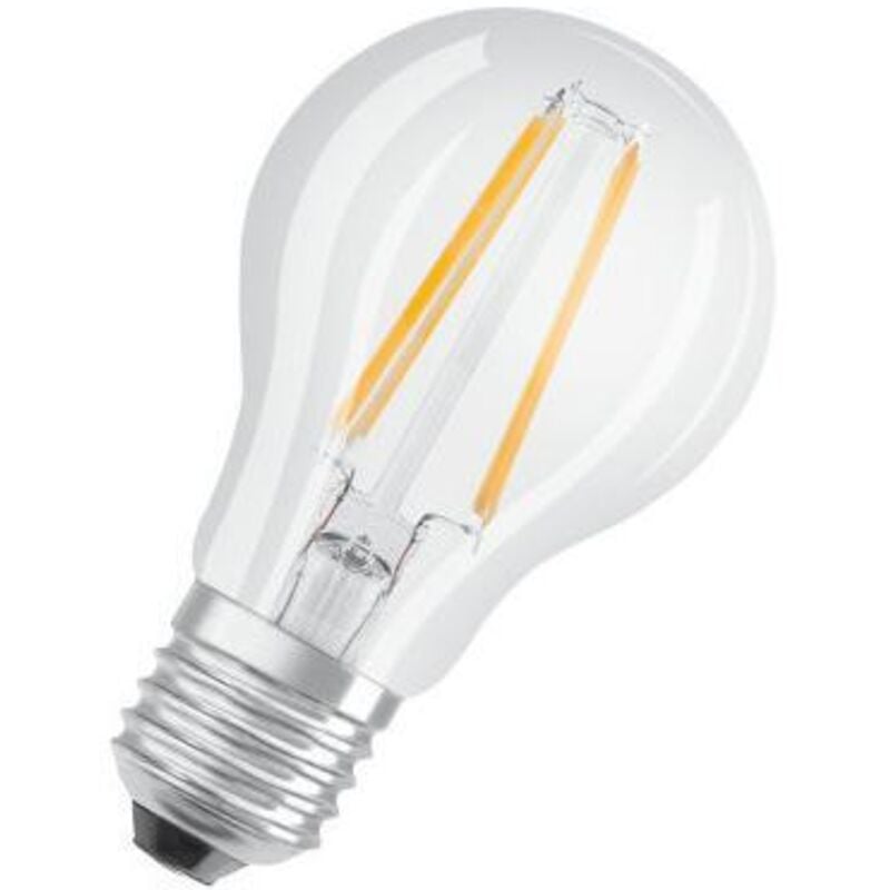 Lampadina led standard E27 in vetro trasparente, 4W, bianco caldo.