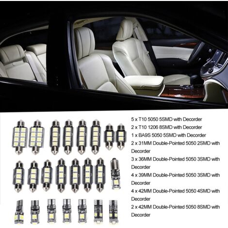 Lampadina LED bianca 6500K 150LM 12V T10 SMD per lampada da lettura per auto (23 pezzi)