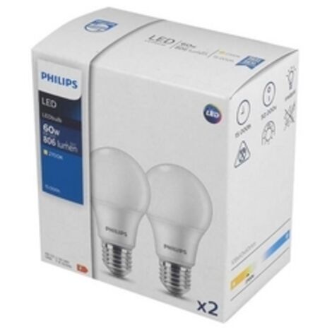 Lampadina LED bianco caldo Philips E27 8W, 2 pezzi