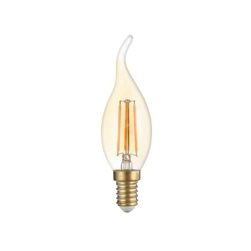 Lampadina led C35 fiamma vento soffiaggio Filament 4W vetro dorato dimmerabile E14 bianco molto caldo 2500K