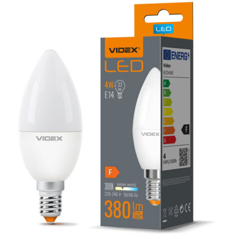 Lampadina LED candela C37 E14 4W 380lm 3000K Videx