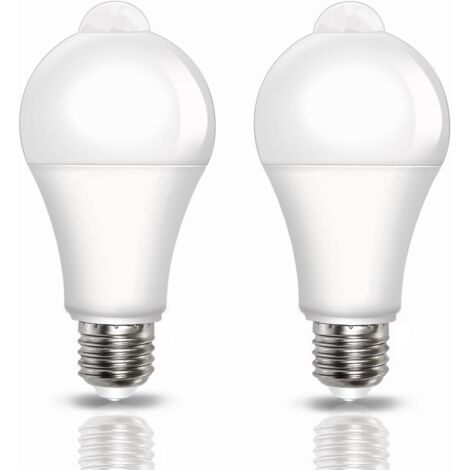 Lampadina LED con sensore di movimento PIR GABRIELLE, attacco E27, 12 W, 1000 lumen (equivalente a 100 watt), 220 V, bianco freddo 6500 K, lampadine di sicurezza, confezione da 2