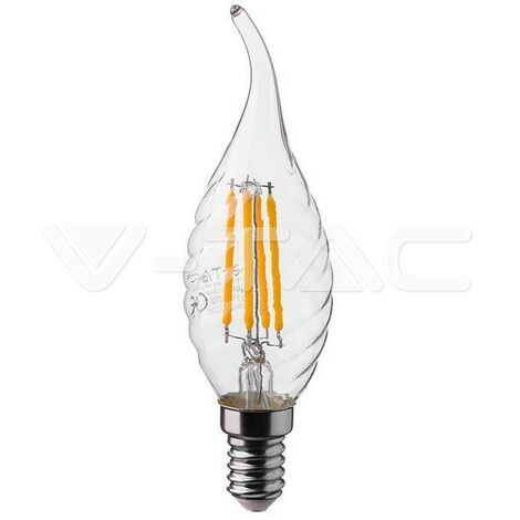 Lampadina LED DA 4W Filamento  E14 Twist Candela Tail per lampadari portalampade  Bianco Caldo