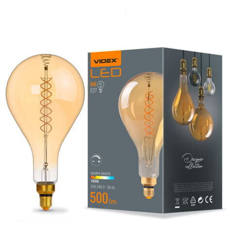 Lampadina LED dimmerabile ambra PS160 8W E27 1800K Videx