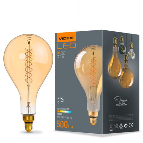 Lampadina LED dimmerabile ambra PS160 8W E27 1800K Videx